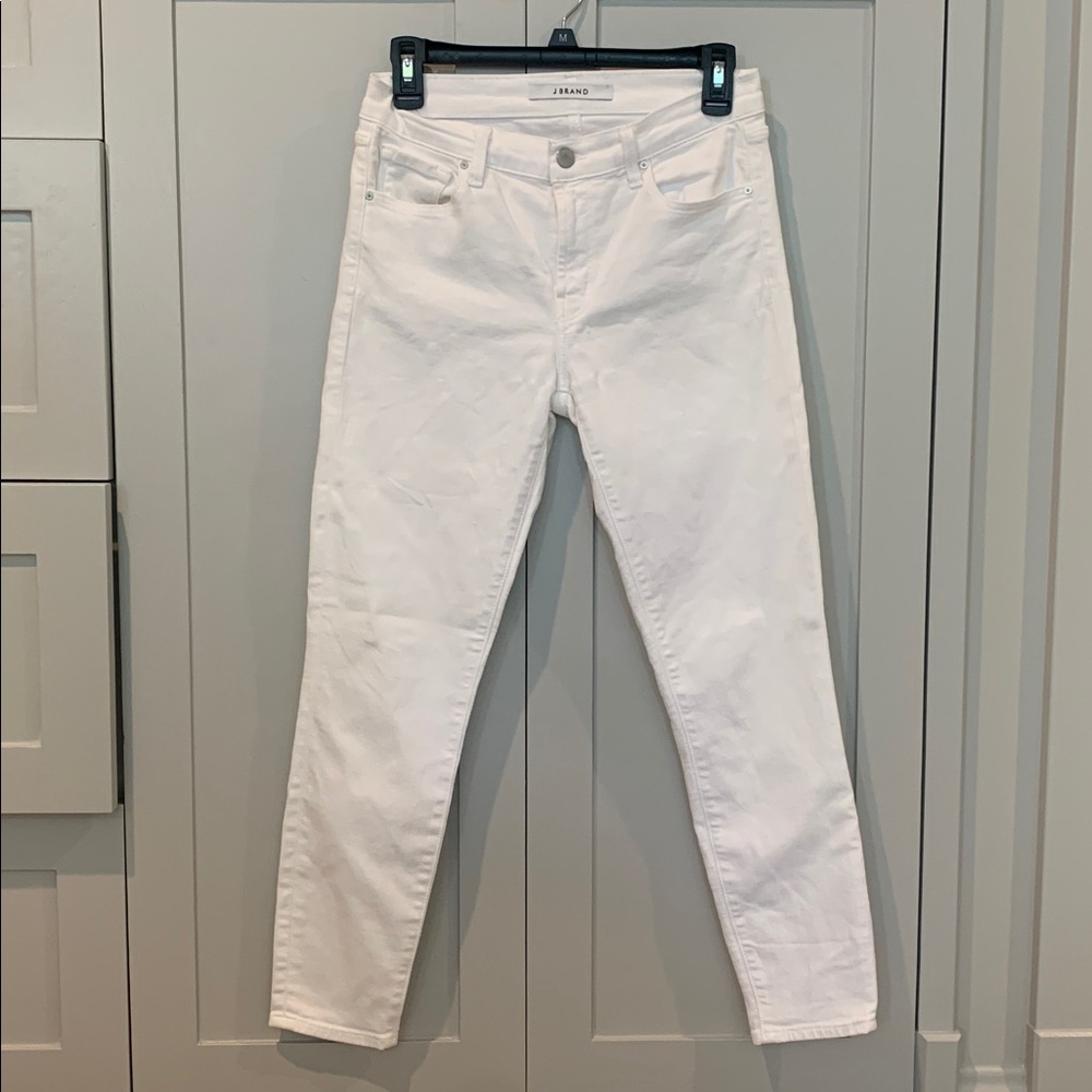 J Brand Crisp White Denim skinny casual cigarette jeans